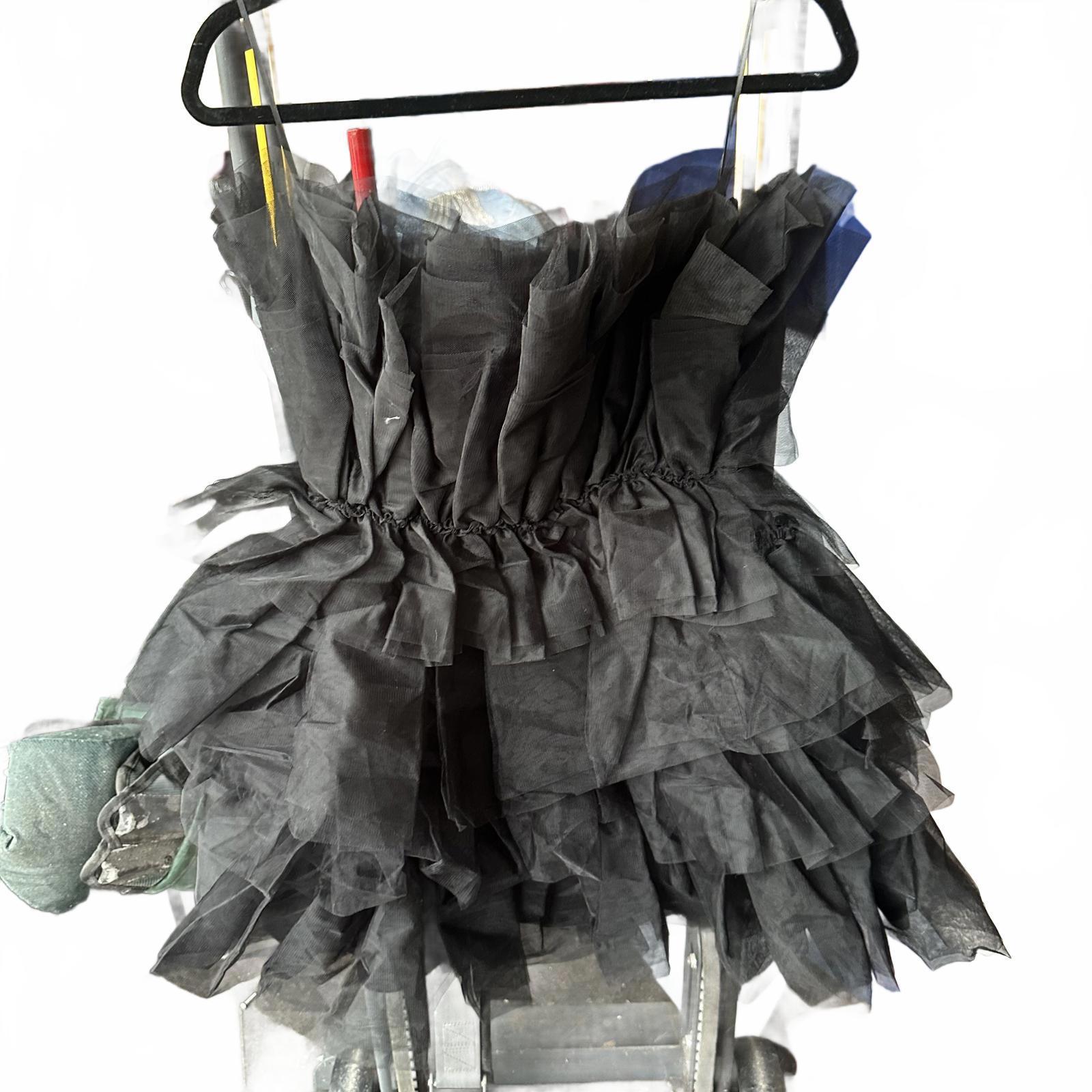 Francesca's Black Tulle Ruffled Dress - Medium